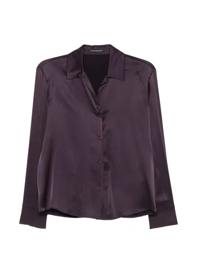 Luisa Cerano Satin-finish Long-sleeve Shirt In Purple