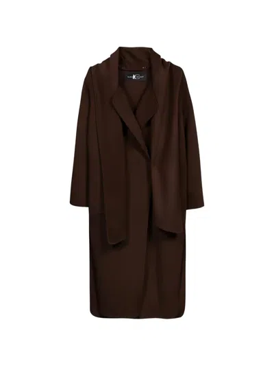 Luisa Cerano Scarf-detail Double-face Coat In Burgundy
