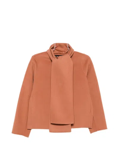 Luisa Cerano Scarf-detail Wool Jacket In Orange