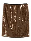 Luisa Cerano Sequined Mini Straight Skirt In Brown