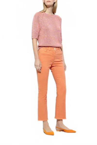 Luisa Cerano Short Sleeve Sweater In Coral Multi In Pink