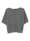 Luisa Cerano Short-sleeves Linen Top In Gray
