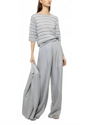 Luisa Cerano Short-sleeved Sweater Top In Grey In Gray
