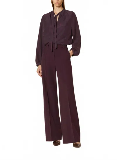 Luisa Cerano Silk Tunic Blouse In Burgundy In Brown