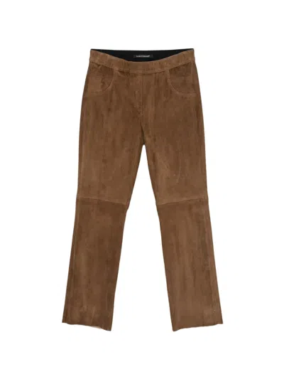 Luisa Cerano Straight-leg Suede Trousers In Brown