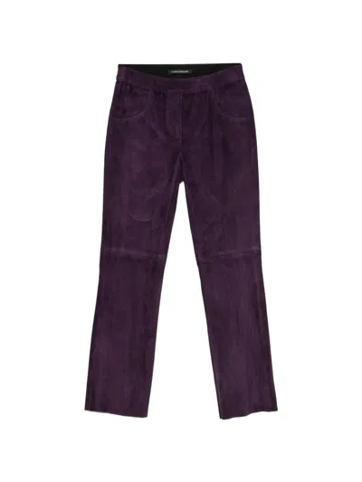 Luisa Cerano Straight-leg Suede Trousers In Purple