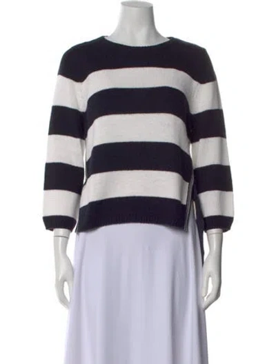 Pre-owned Luisa Cerano Striped Crew Neck Sweater In Blue