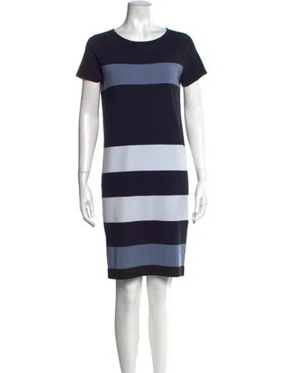 Pre-owned Luisa Cerano Striped Knee-length Dress In Blue