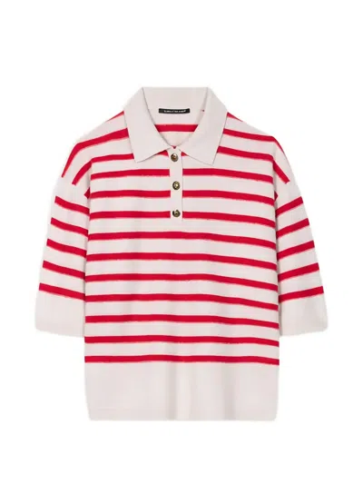 Luisa Cerano Striped Polo Top In Multi