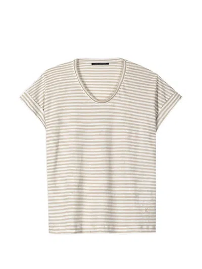 Luisa Cerano Striped Rolled-sleeve T-shirt In Neutral