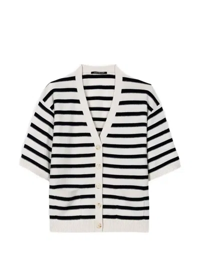 Luisa Cerano Striped Short-sleeve Cardigan In Multi