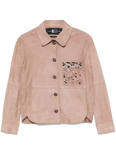 Luisa Cerano Suede Shirt Jacket In Brown