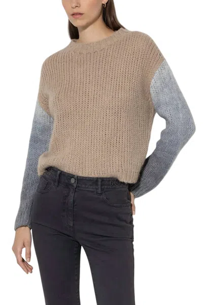 Luisa Cerano Sweater With Spray Effect In Soft Camel In Animal Print