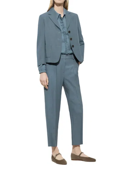 Luisa Cerano Tapered Trousers With Panama Binding In Greyish Blue