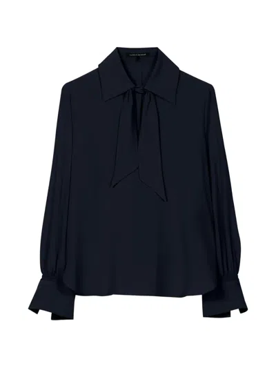 Luisa Cerano Tie-neck Blouse In Blue