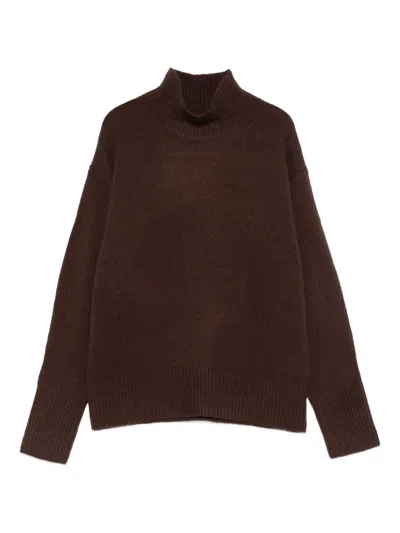 Luisa Cerano Turtleneck Knitted Sweater In Brown