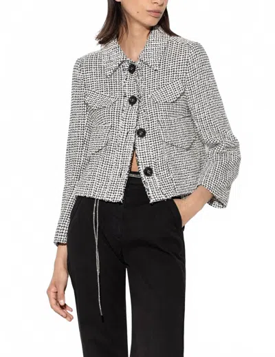 Luisa Cerano Tweed Bouclé Cropped Jacket In Black/white In Gray