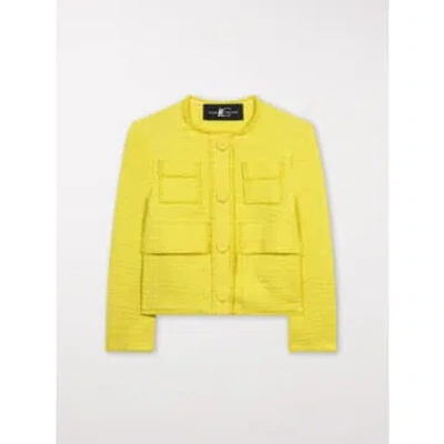 Luisa Cerano Tweed Look Jacket Lemon In Yellow