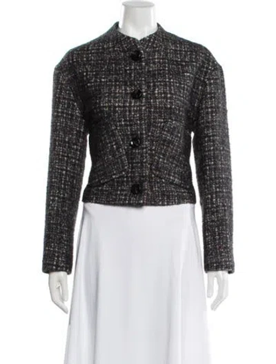Pre-owned Luisa Cerano Tweed Pattern Jacket In Black