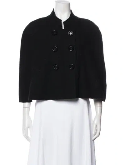 Pre-owned Luisa Cerano Virgin Wool Cape In Black