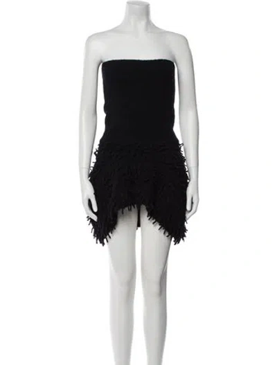 Pre-owned Luisa Cerano Virgin Wool Mini Dress In Black