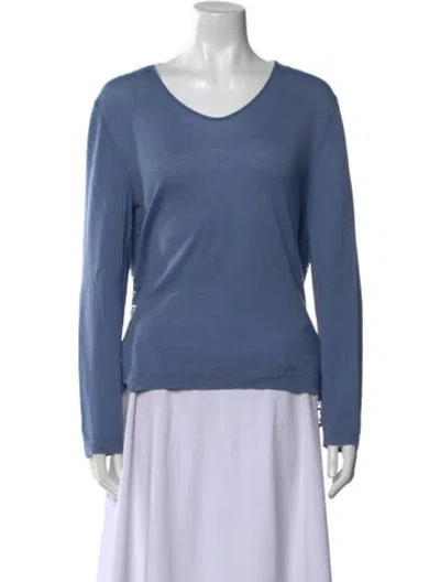 Pre-owned Luisa Cerano Virgin Wool Scoop Neck Sweater In Blue