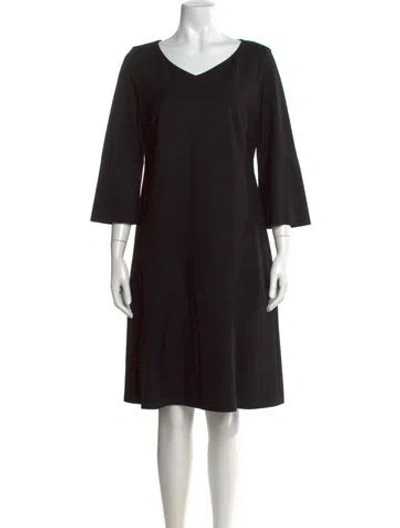 Pre-owned Luisa Cerano V-neck Knee-length Dress In Black