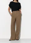 Luisa Cerano Wide Leg Linen Pant In Brown