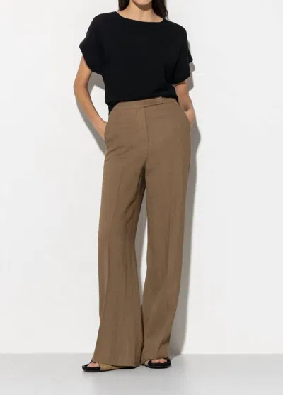 Luisa Cerano Wide Leg Linen Pant In Brown