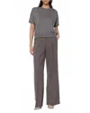Luisa Cerano Wide Leg Pleated Full Length Pants In Taupe In Gray