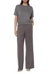 Luisa Cerano Wide Leg Pleated Full Length Pants In Taupe In Grey