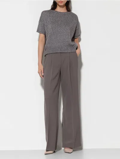 Luisa Cerano Wide Leg Trousers With Pleats Taupe In Neutrals