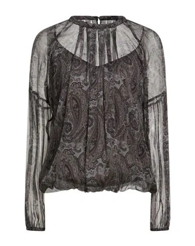 Luisa Cerano Woman Top Charcoal Size 12 Silk In Gray