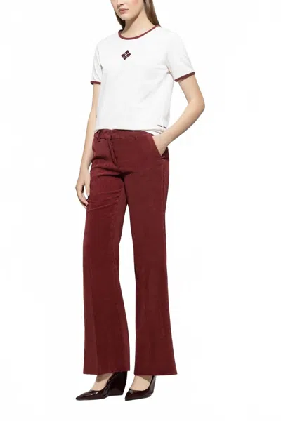 Luisa Cerano Women's Corduroy Pants In Berry Red In Multi