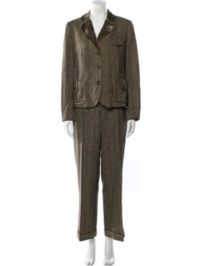 Pre-owned Luisa Cerano Wool Pantsuit In Green