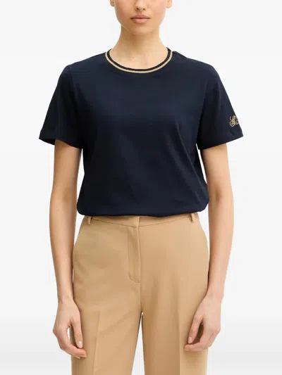 Luisa Spagnoli Balearica Lurex-detail T-shirt In Blue
