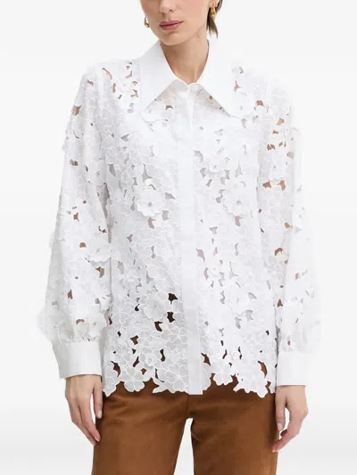 Luisa Spagnoli Balista Floral-lace Crystal-embellished Shirt In White
