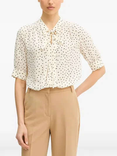 Luisa Spagnoli Barcolana Polka-dot Crêpe De Chine Blouse In White