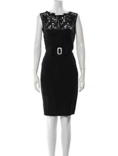 Pre-owned Luisa Spagnoli Bateau Neckline Knee-length Dress In Black