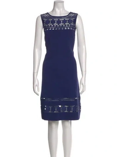 Pre-owned Luisa Spagnoli Bateau Neckline Knee-length Dress In Blue
