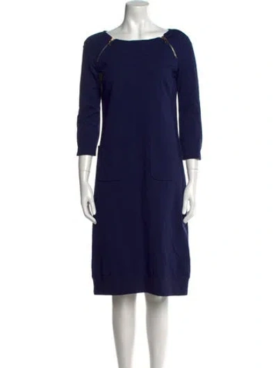 Pre-owned Luisa Spagnoli Bateau Neckline Knee-length Dress In Blue