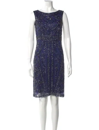 Pre-owned Luisa Spagnoli Bateau Neckline Knee-length Dress In Blue