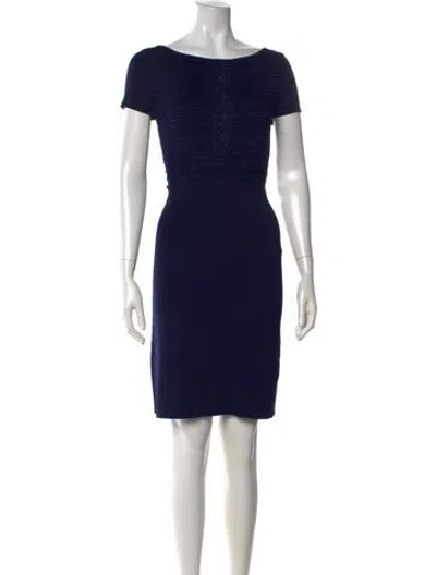 Pre-owned Luisa Spagnoli Bateau Neckline Knee-length Dress In Blue