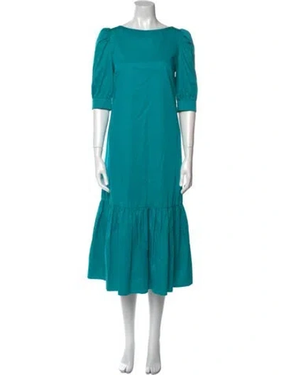 Pre-owned Luisa Spagnoli Bateau Neckline Long Dress In Green