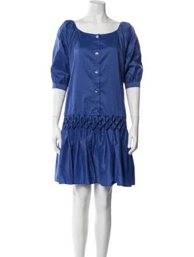 Pre-owned Luisa Spagnoli Bateau Neckline Mini Dress In Blue