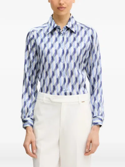 Luisa Spagnoli Belpasso Pure Silk Shirt In Blue
