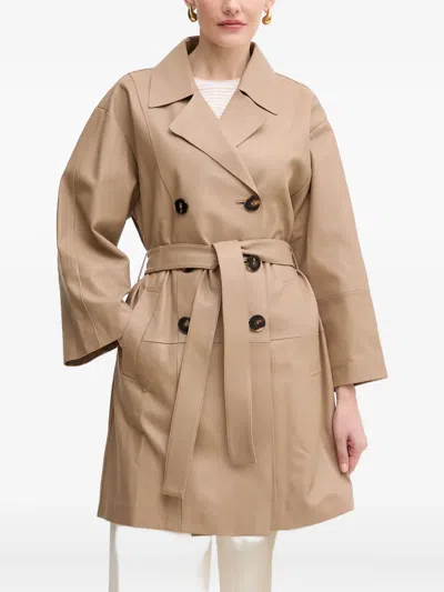 Luisa Spagnoli Belted Double-breasted Trench Coat In Brown