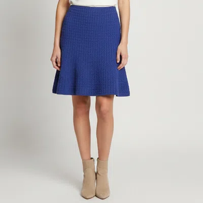 Pre-owned Luisa Spagnoli Blue Textured Knit Flared Clarinista Mini Skirt S