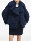 Luisa Spagnoli Bouclé-textured Shawl-collar Jacket In Blue