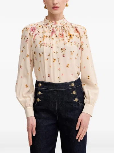 Luisa Spagnoli Bria Floral-print Silk Blouse In Multi